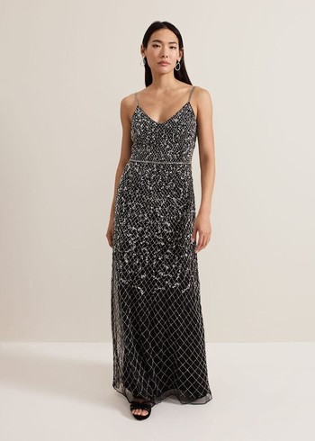 Phase Eight Alexia Sequin Embelished Dress Black Canada | KOEGMS-602